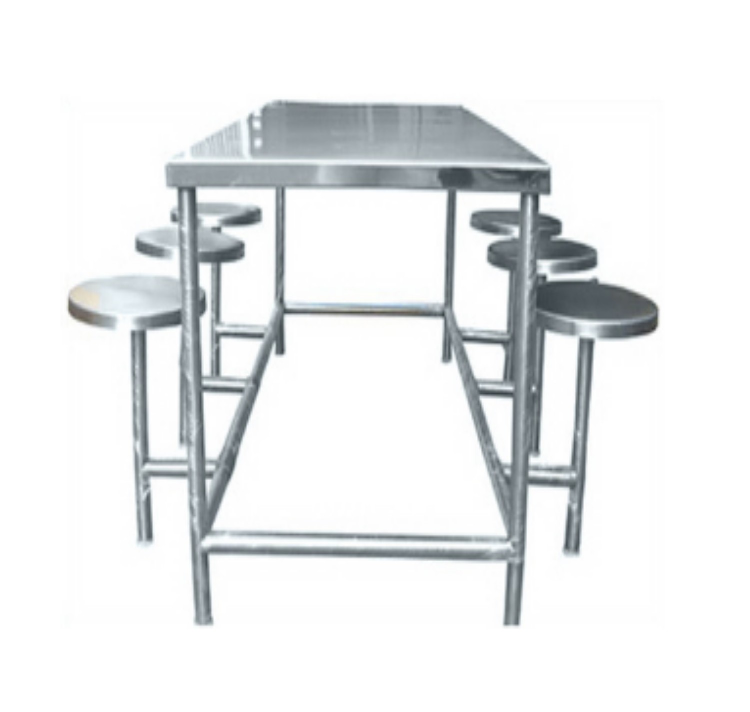 Buy Stainless Steel Seater Canteen Dining Table Fixed Chair Silver