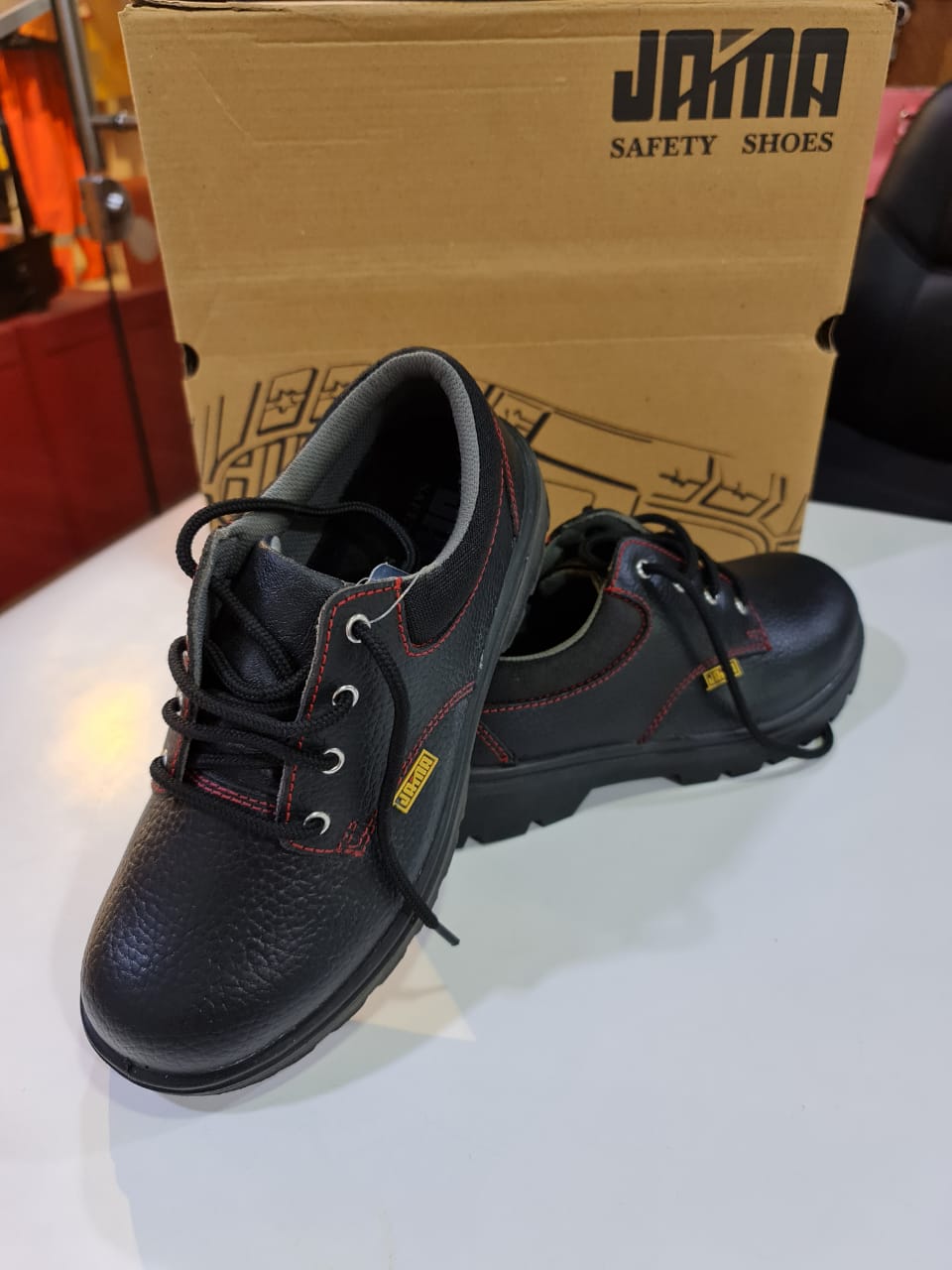 JAMA JS-73 Real Leather Steel Toe Safety Shoes Black_1