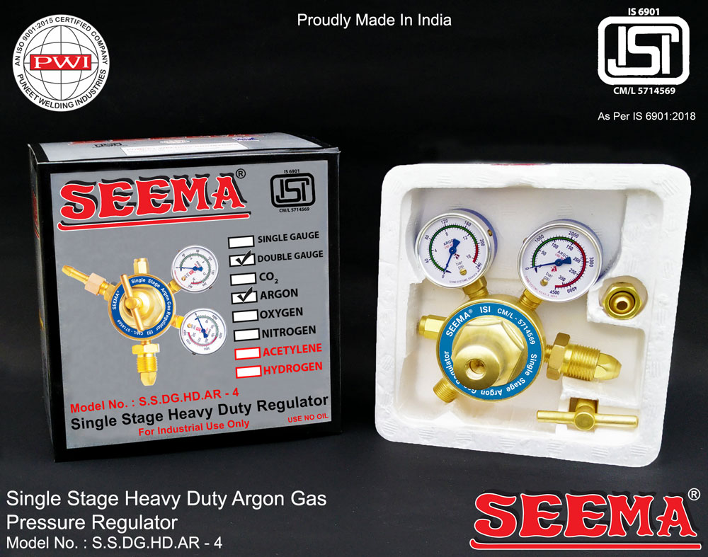 Seema 100 bar Single Stage Argon Regulators S.S.DG.HD.AR - 4 Argon 2 bar_1