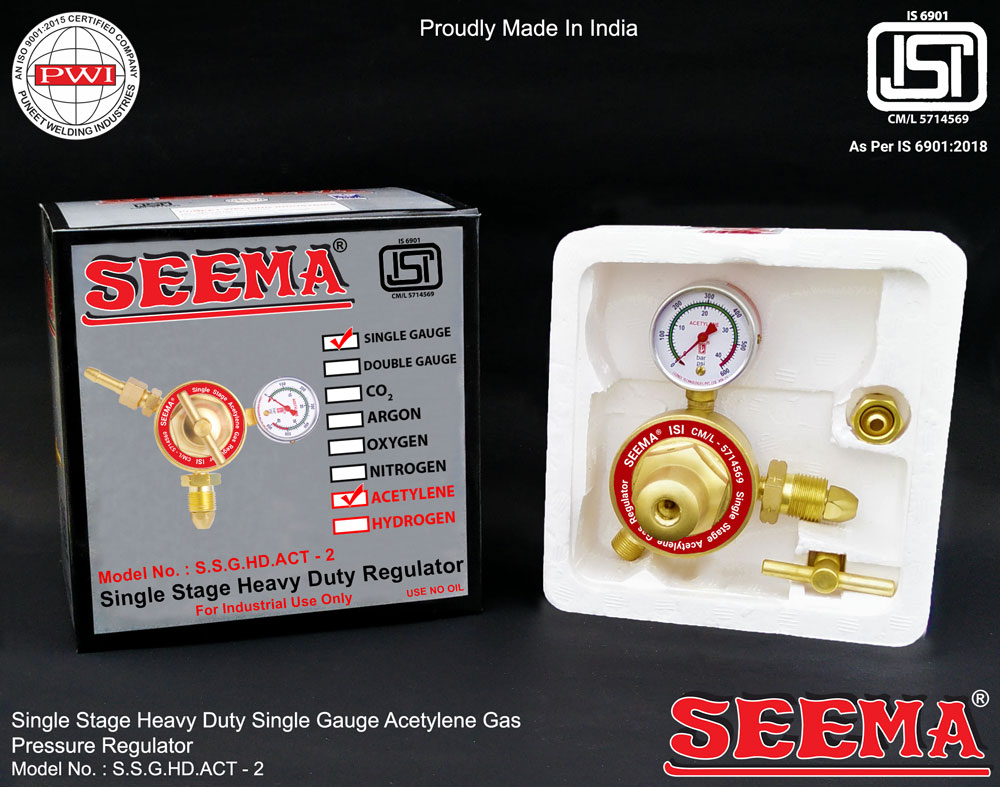 Seema 18 bar Single stage Regulators S.S.G.HD.ACT - 2 Acetylene 0.8 bar_1