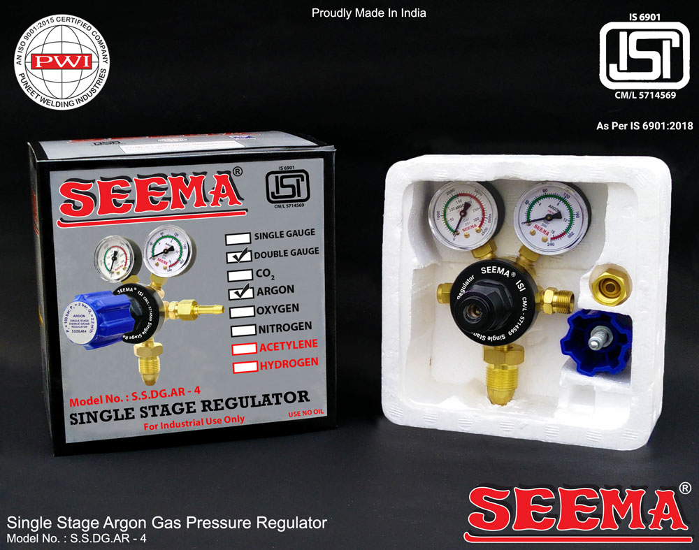 Seema 100 bar Single Stage Argon Regulators S.S.DG.AR - 4 Argon 2 bar_1