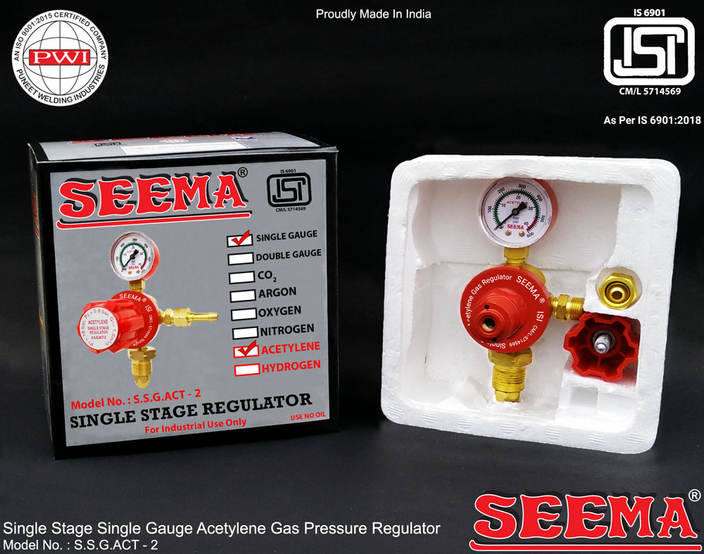 Seema 18 bar Single stage Regulators S.S.G.ACT - 2 Acetylene 0.8 bar_1