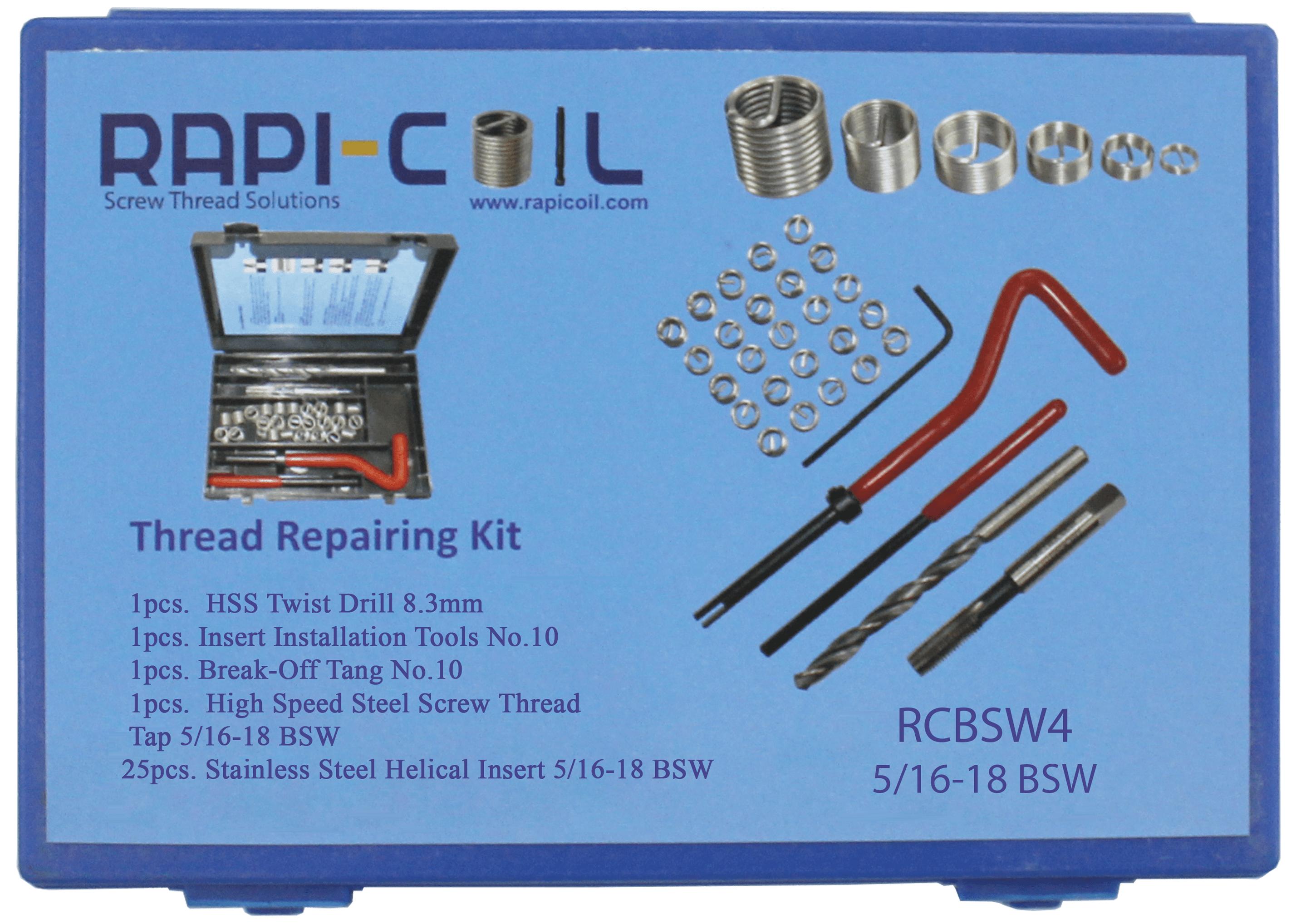 RAPICOIL Stainless Steel BSW Thread Repairing Kit RCBSW4_1