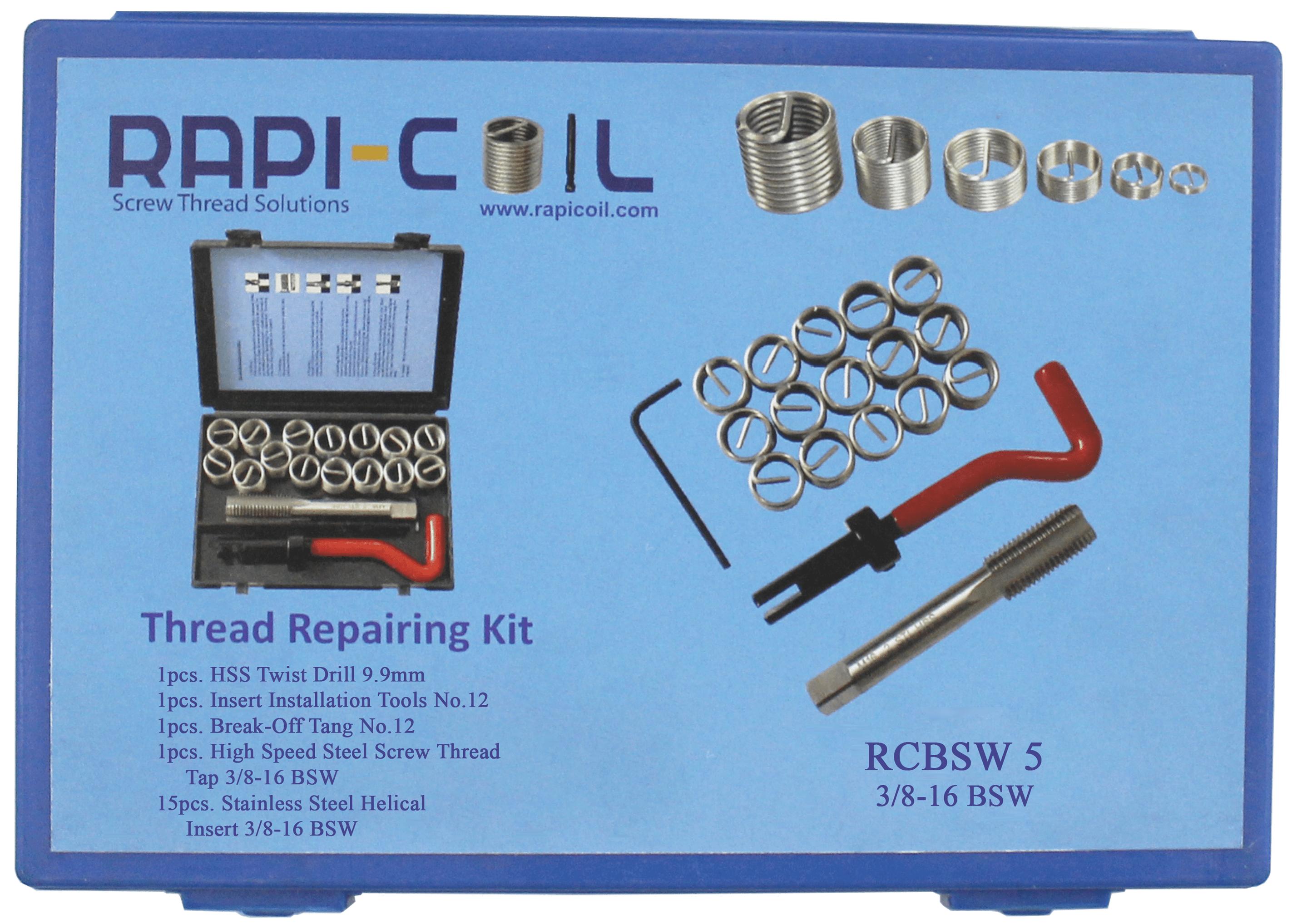 RAPICOIL Stainless Steel BSW Thread Repairing Kit RCBSW5_1