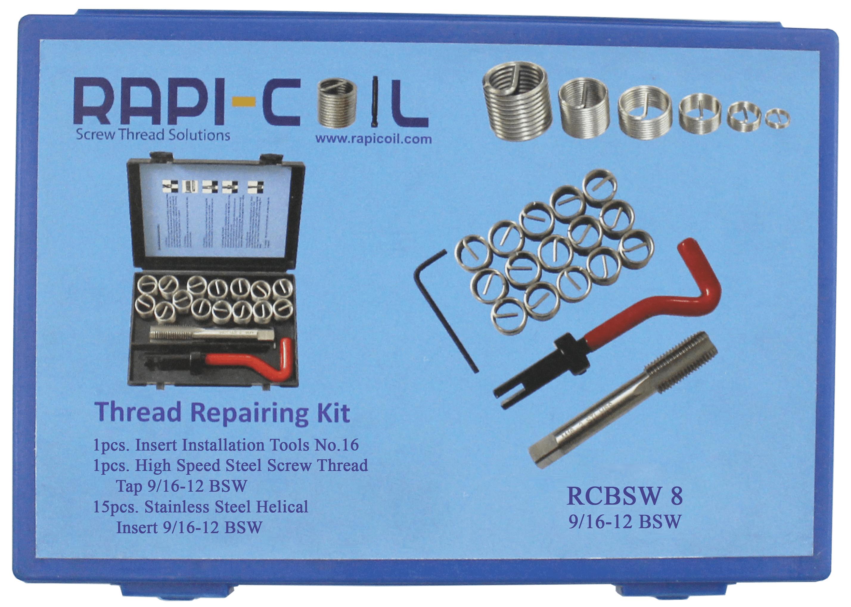 RAPICOIL Stainless Steel BSW Thread Repairing Kit RCBSW8_1