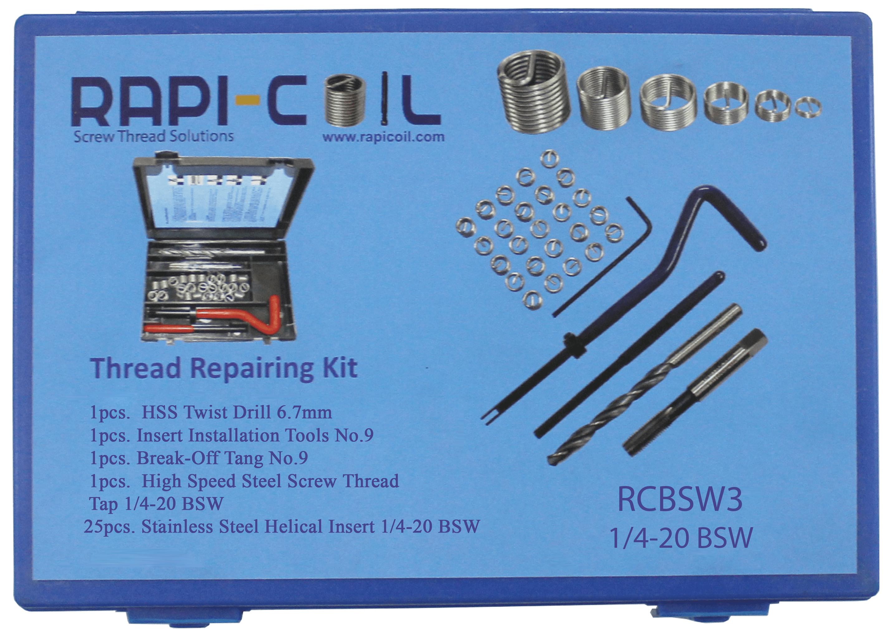 RAPICOIL Stainless Steel BSW Thread Repairing Kit RCBSW3_1