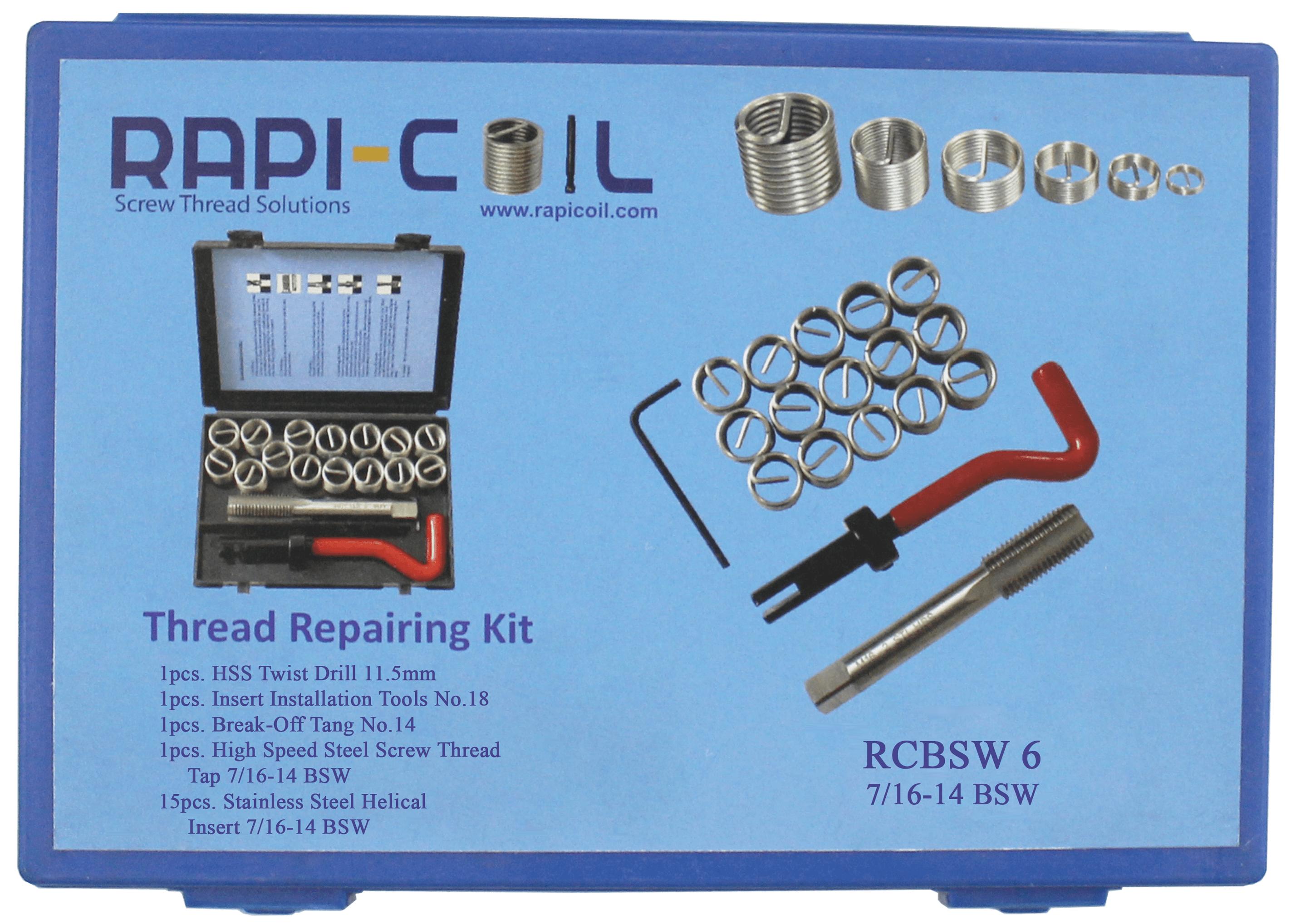 RAPICOIL Stainless Steel BSW Thread Repairing Kit RCBSW6_1