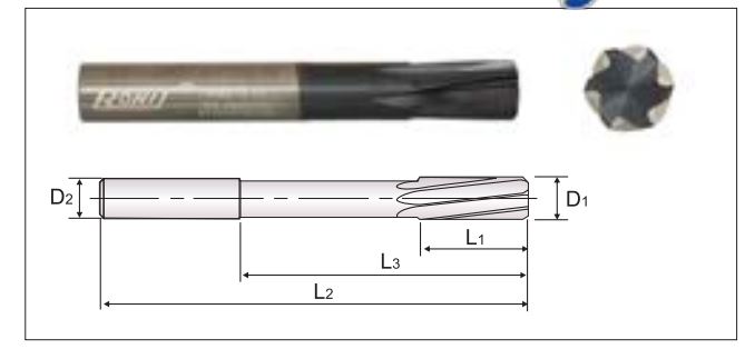 3 - 16 mm Spiral Fluted Hand Reamers Carbide C1RL 61 - 160 mm_1