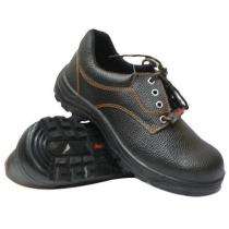 Leather Plain Toe Safety Shoes Black_0