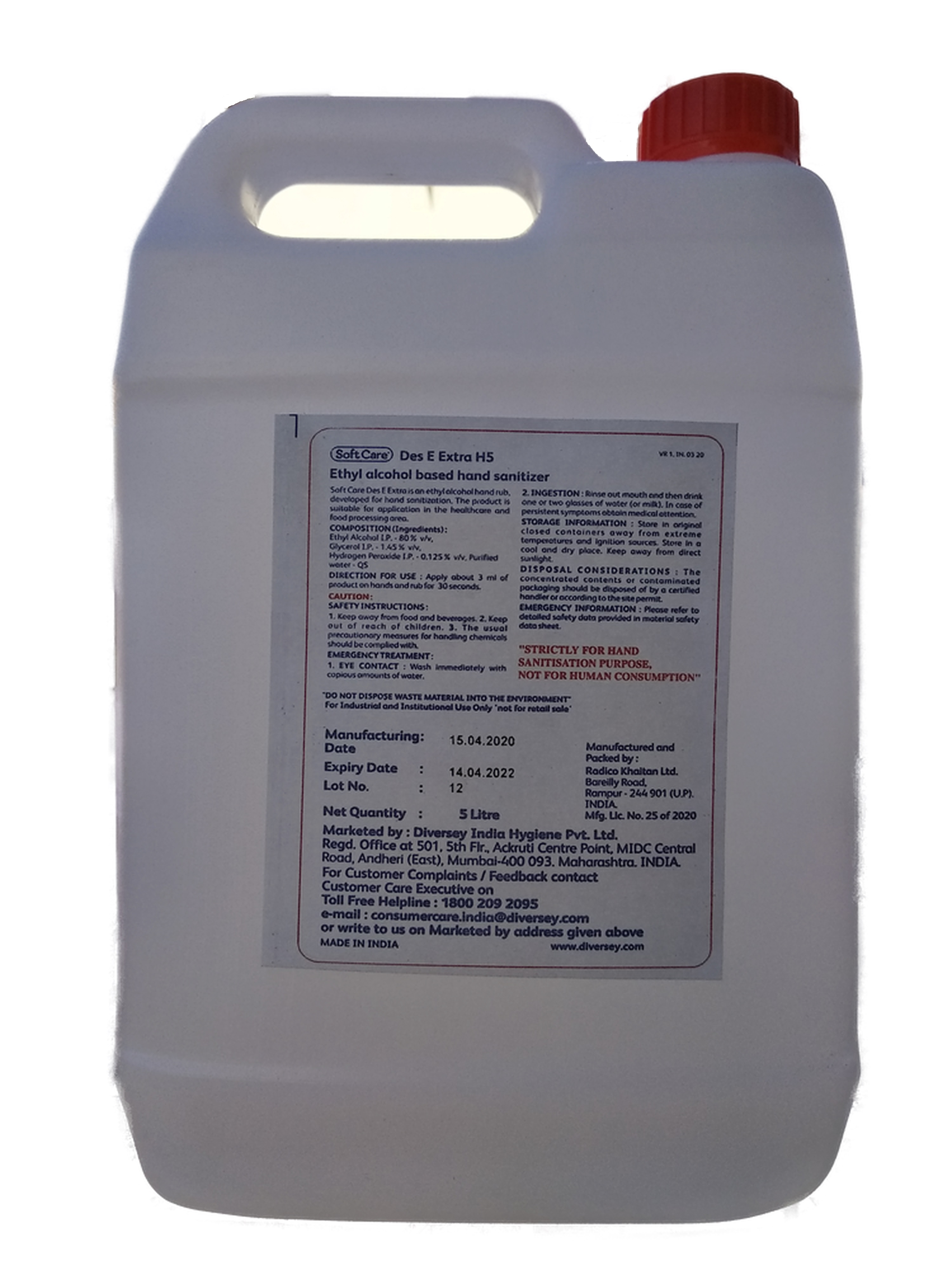 Diversey Softcare Sanitizer Liquid 70% 5 L_1