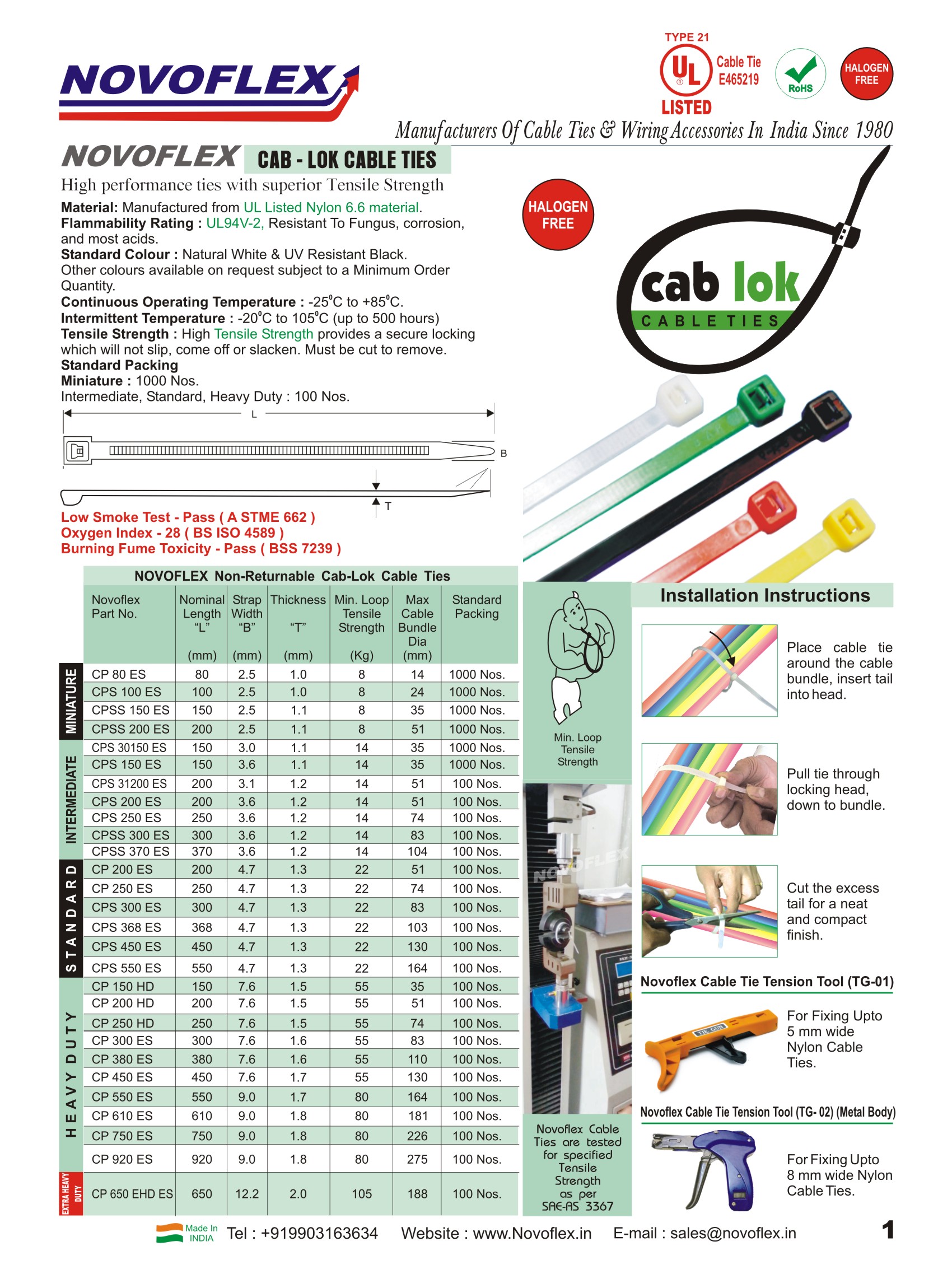 Novoflex Nylon 66 150 mm 7.6 mm Cable Ties Natural White_1