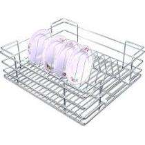 Delins Stainless Steel Rectangular Plate Holder Kitchen Storage Organiser_0
