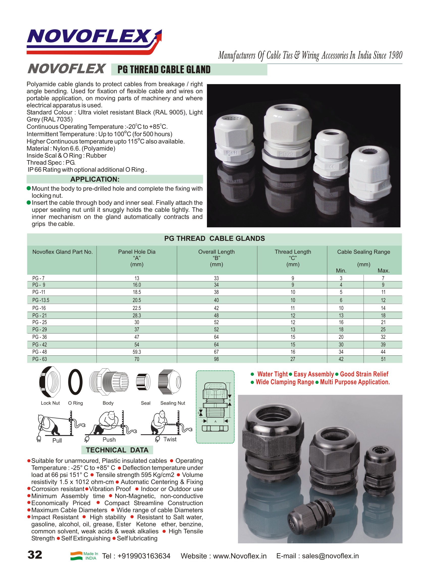 Novoflex PG Thread Single Compression Cable Gland 54 mm_1
