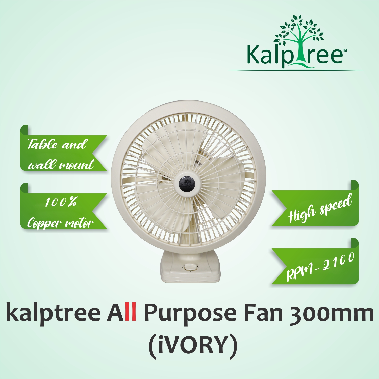 Kalptree KT-AP-C-12 300 mm 3 Blades Ivory Table Fan_1