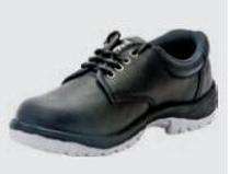 SH014 Real Leather Plain Toe Safety Shoes Black_0