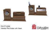 Wood Brown Office Pen Stand_0