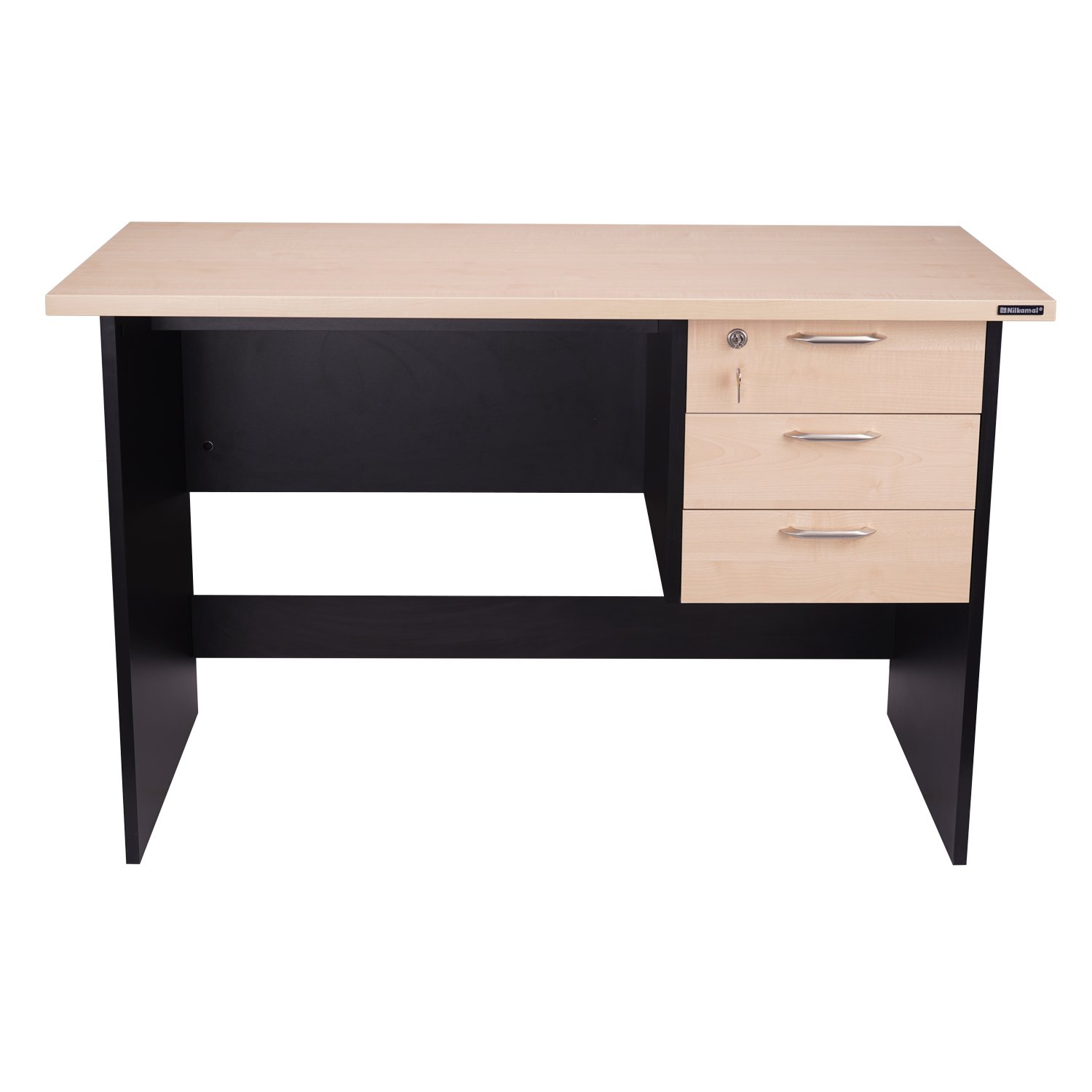Nilkamal Executive Office Tables Maple, Black Particle Board_1