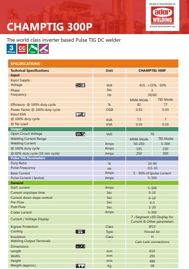 Ador TIG Welding Machine Champtig 300P 415 V_2