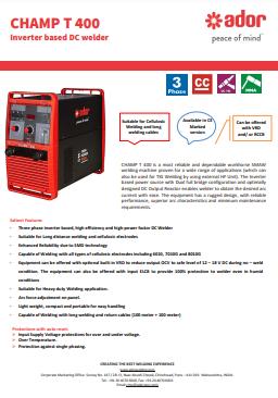 Ador MMA Welding Machine CHAMP T400 415 V 14 kVA_1