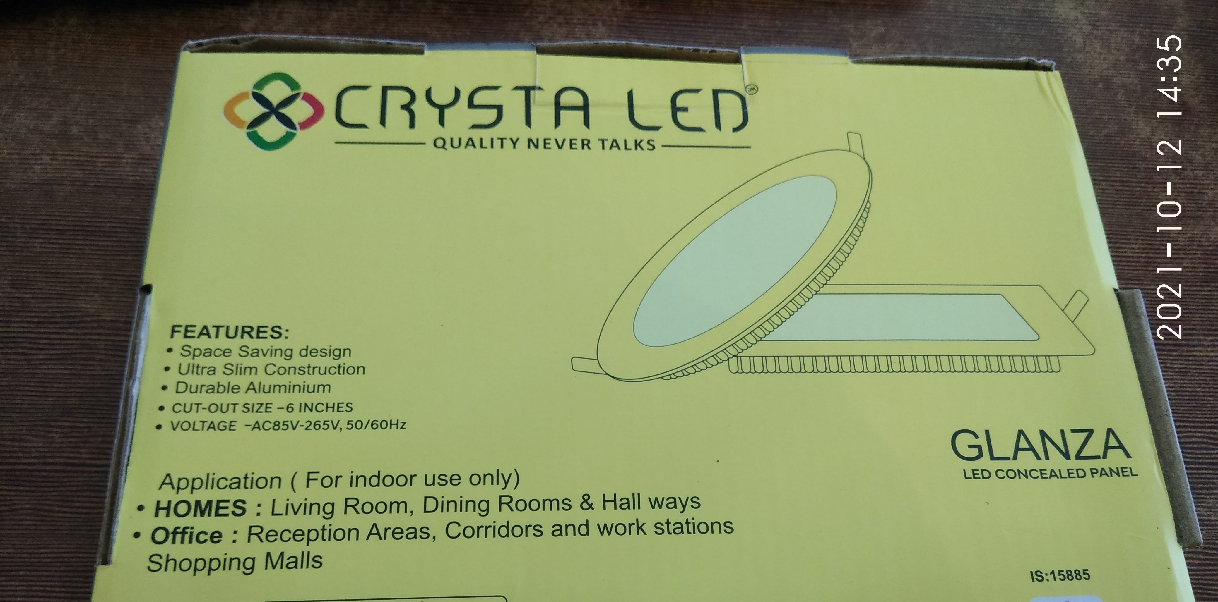 Crysta 15 W Square Cool White 152 x 152 mm LED Panel Lights Recessed Mounted_1