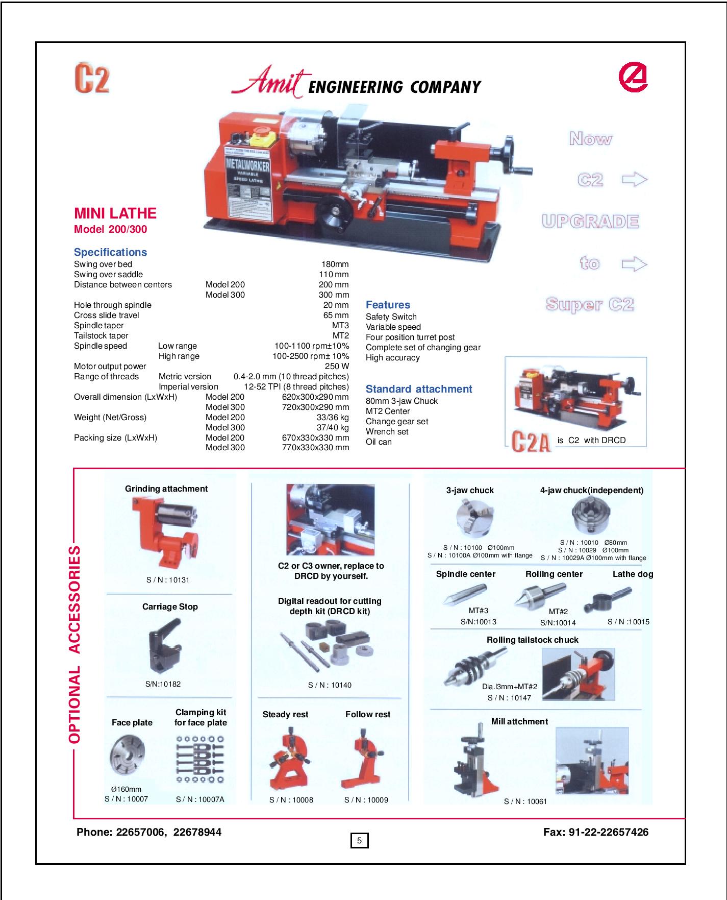 Bench Lathe Machine C2 150 W 100 - 2500 ±10% rpm_1