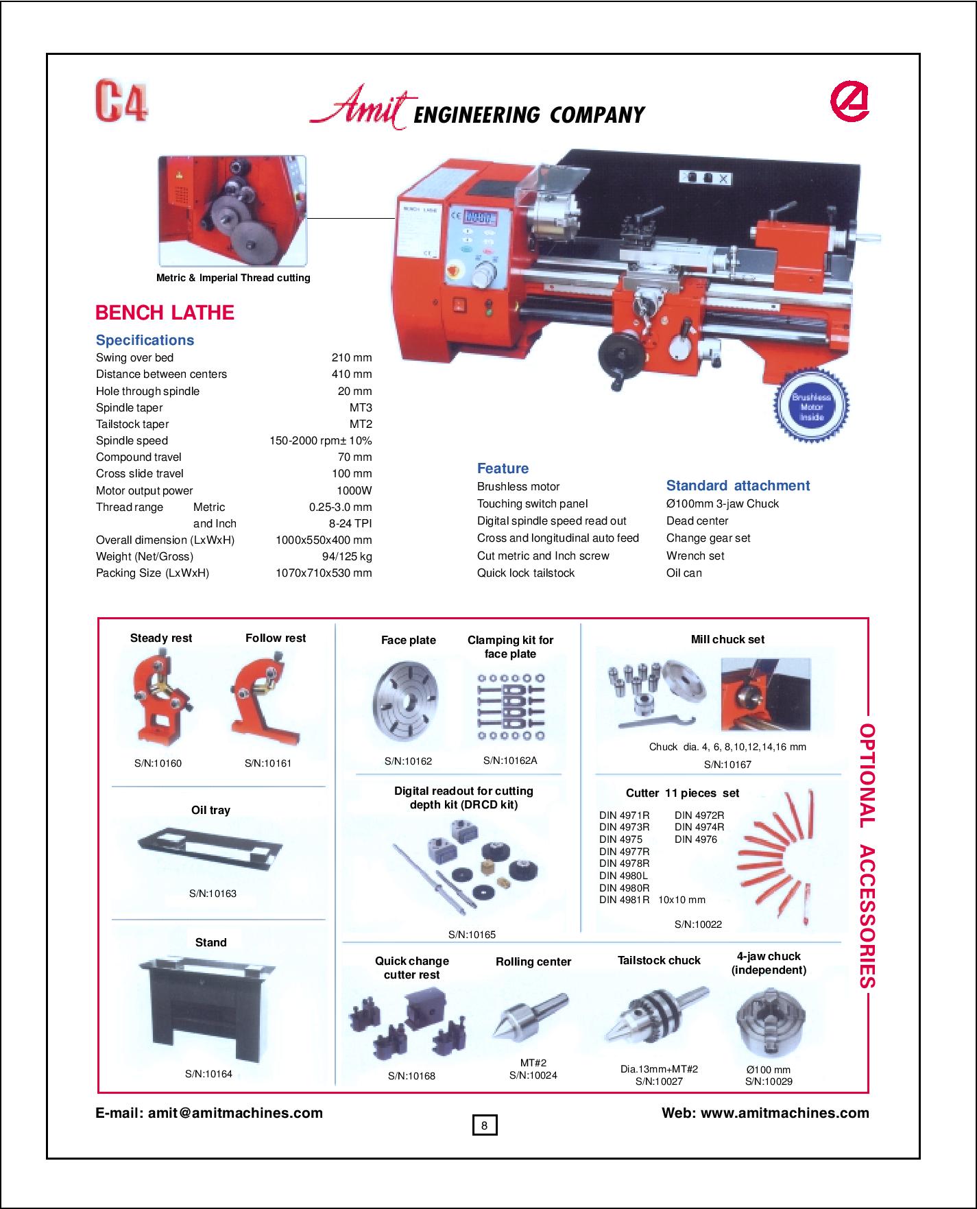 Bench Lathe Machine SC4 1000 W 150 - 2000 ±10% rpm_1