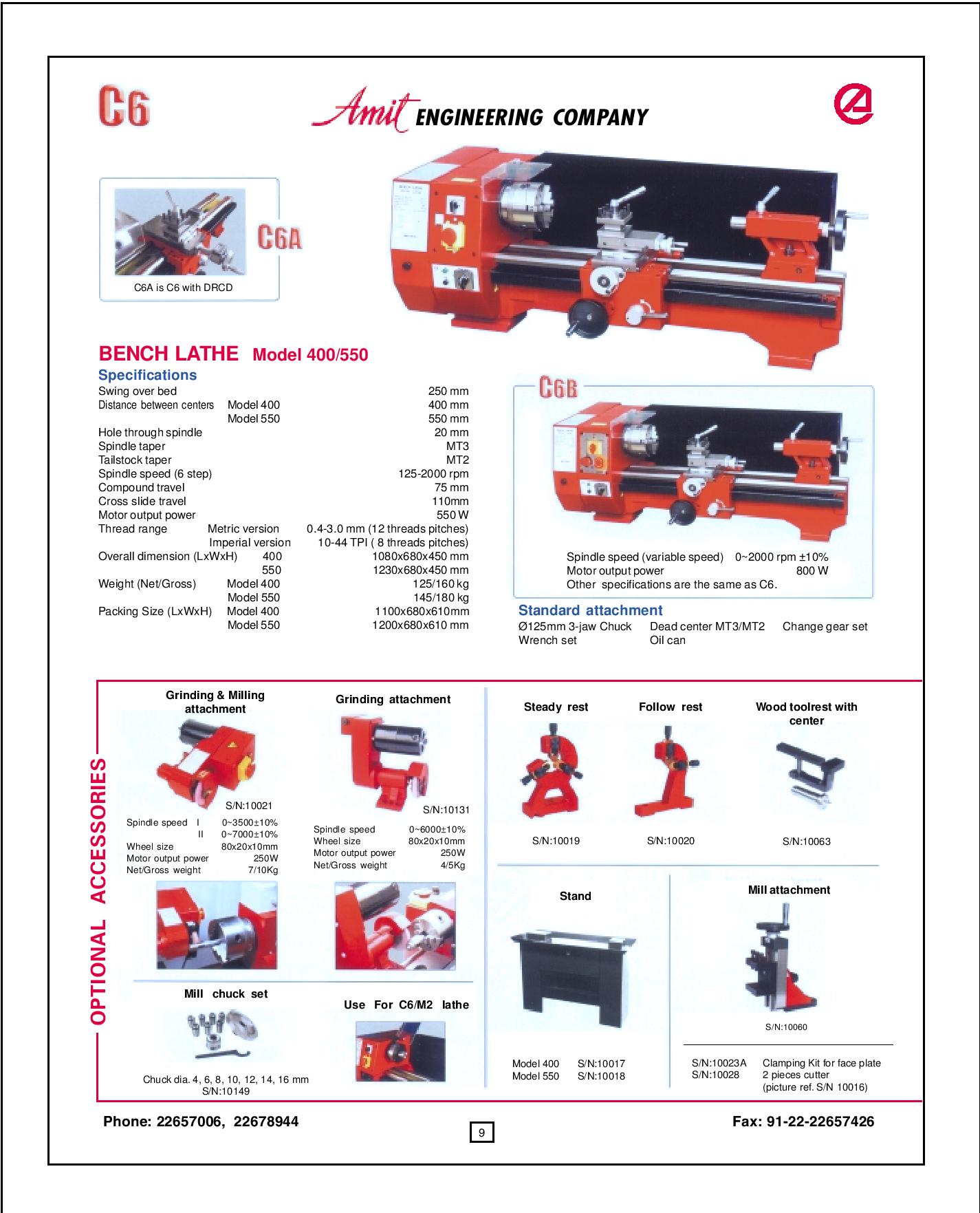 Bench Lathe Machine C6 550 W 125 - 2000 rpm_1