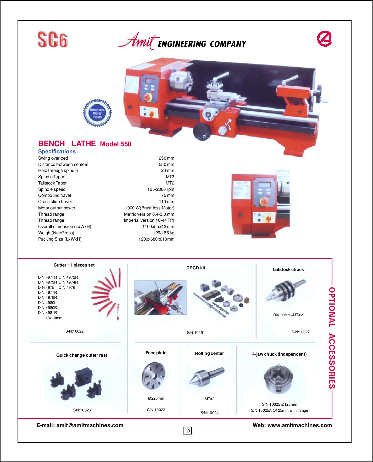 Bench Lathe Machine C6 550 W 125 - 2000 rpm_2