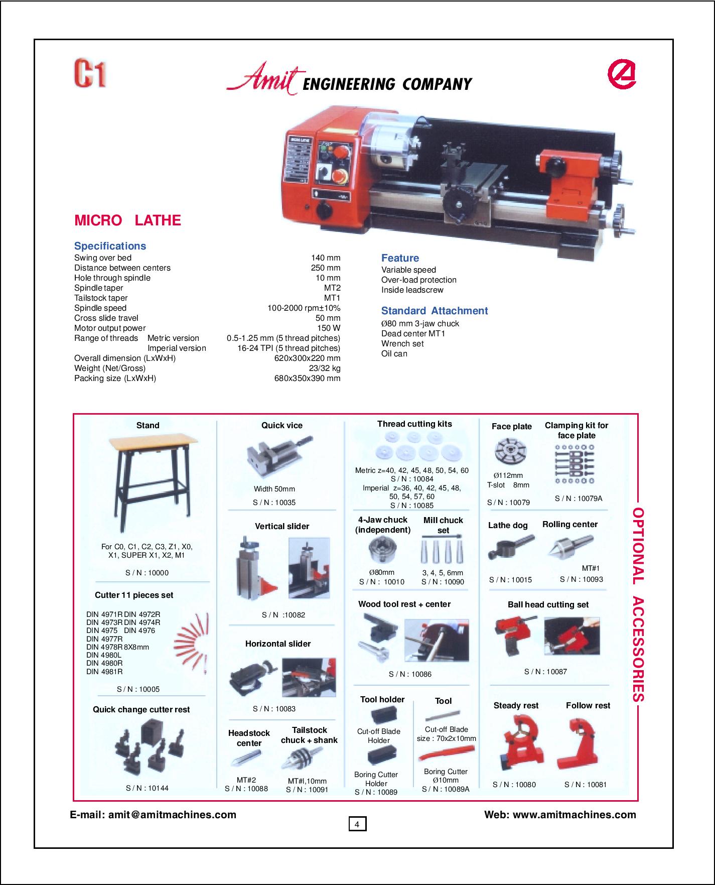 Bench Lathe Machine C1 150 W 100 - 2000 ±10% rpm_1