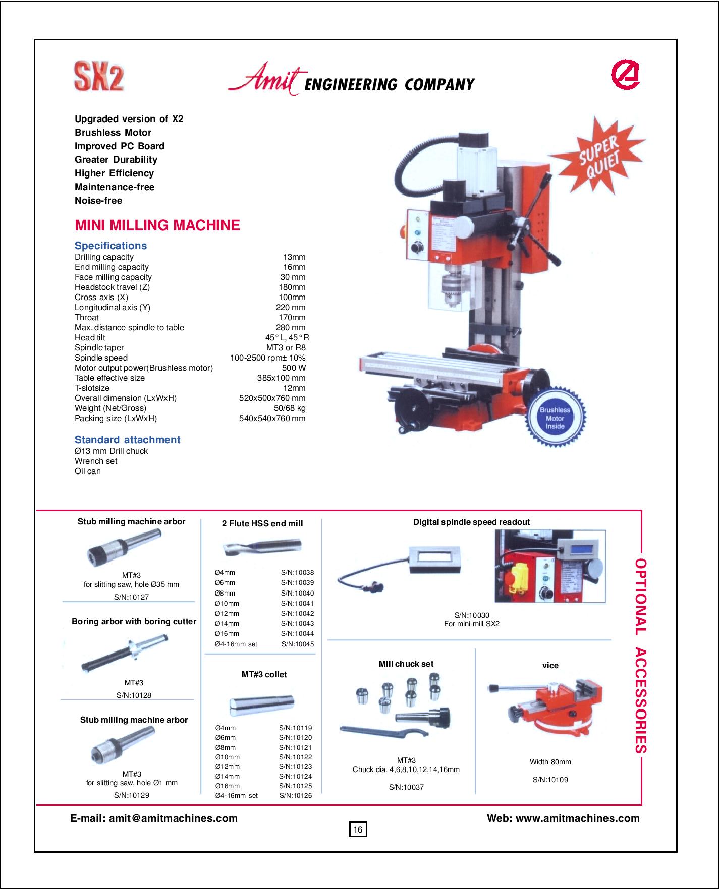 100 - 2500 rpm + 10% Precision Keyway Milling Machine X2 520 x 500 x 760 mm_2