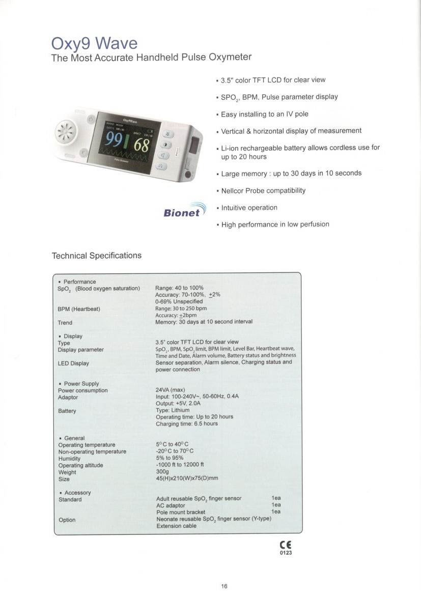 Bionet Tabletop Pulse Oximeter Oxy9Wave Vet White + Grey_1