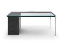 Meeting Office Tables Transparent Glass and Stainless Steel_0