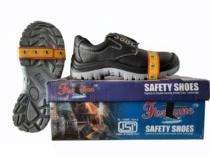 TRIDENT Leather Rubber Toe Safety Shoes Black_0
