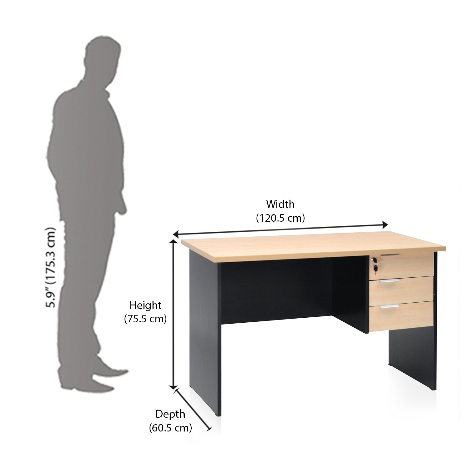 Executive Office Tables Maple, Black Engineered Wood_1