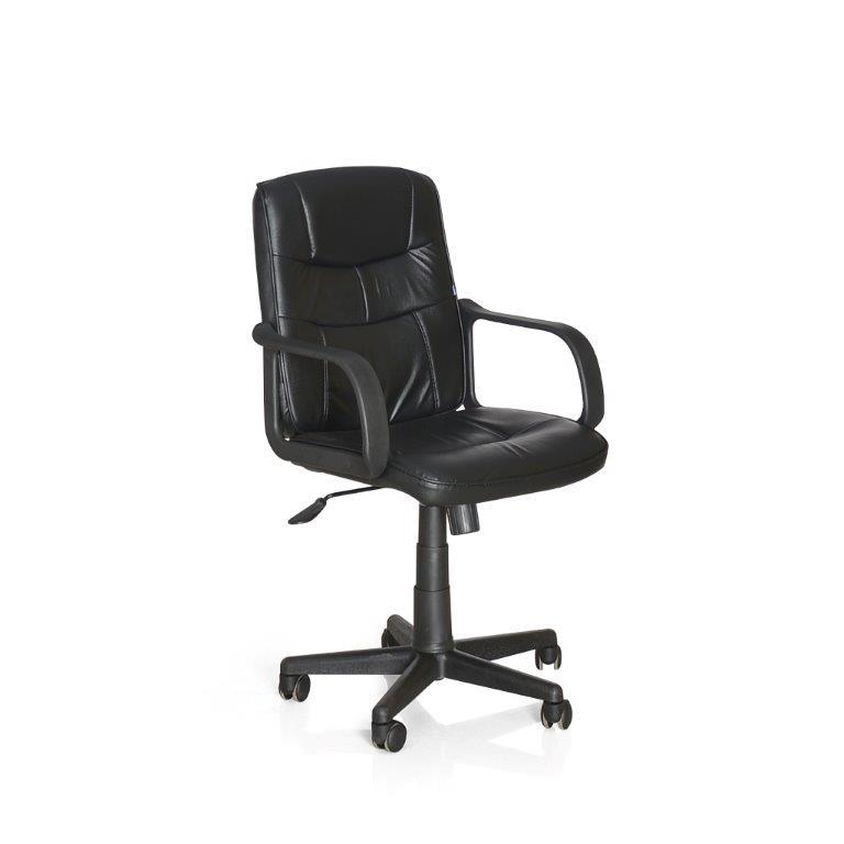 Revolving Black 440 x 1040 x 460 mm Leather Office Chairs_1