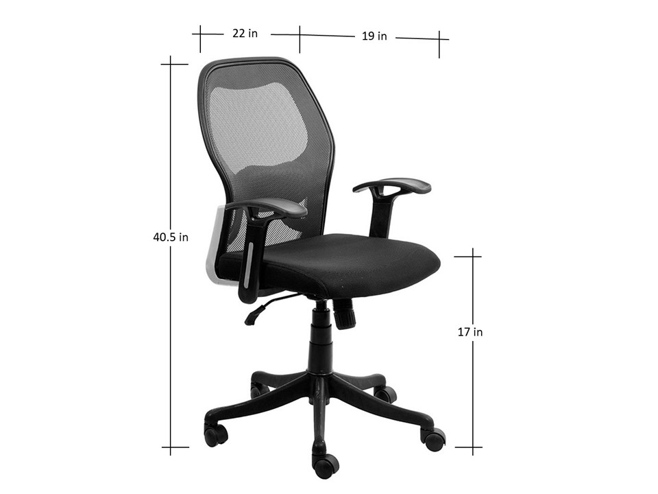 FURNITURE ATELIER Revolving Black 1050 x 640 mm Fabric Office Chairs_1