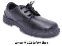 Lancer V-102 Synthetic Leather Steel Toe Safety Shoes Black_0