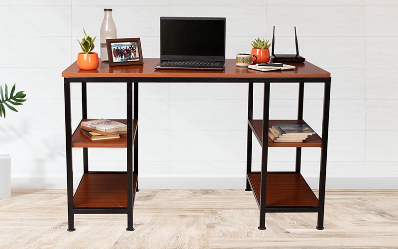 Computer Office Tables Brown, Black Pre Laminated Particle Wood_1