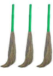 Dry Grass Long Broomstick Broom 135 cm Green_0