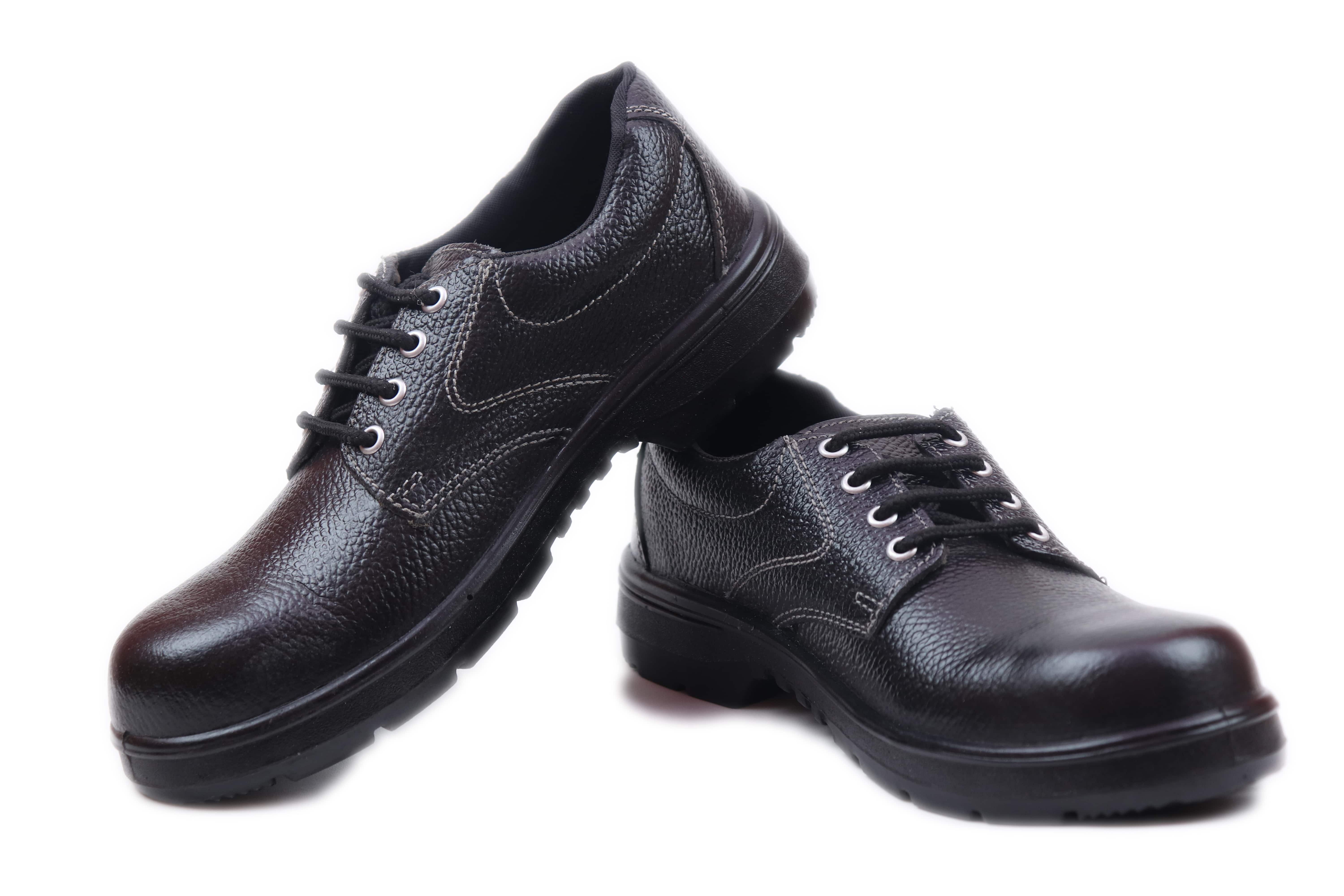 AK RED AK RED PU Real Leather Steel Toe Safety Shoes Black_3