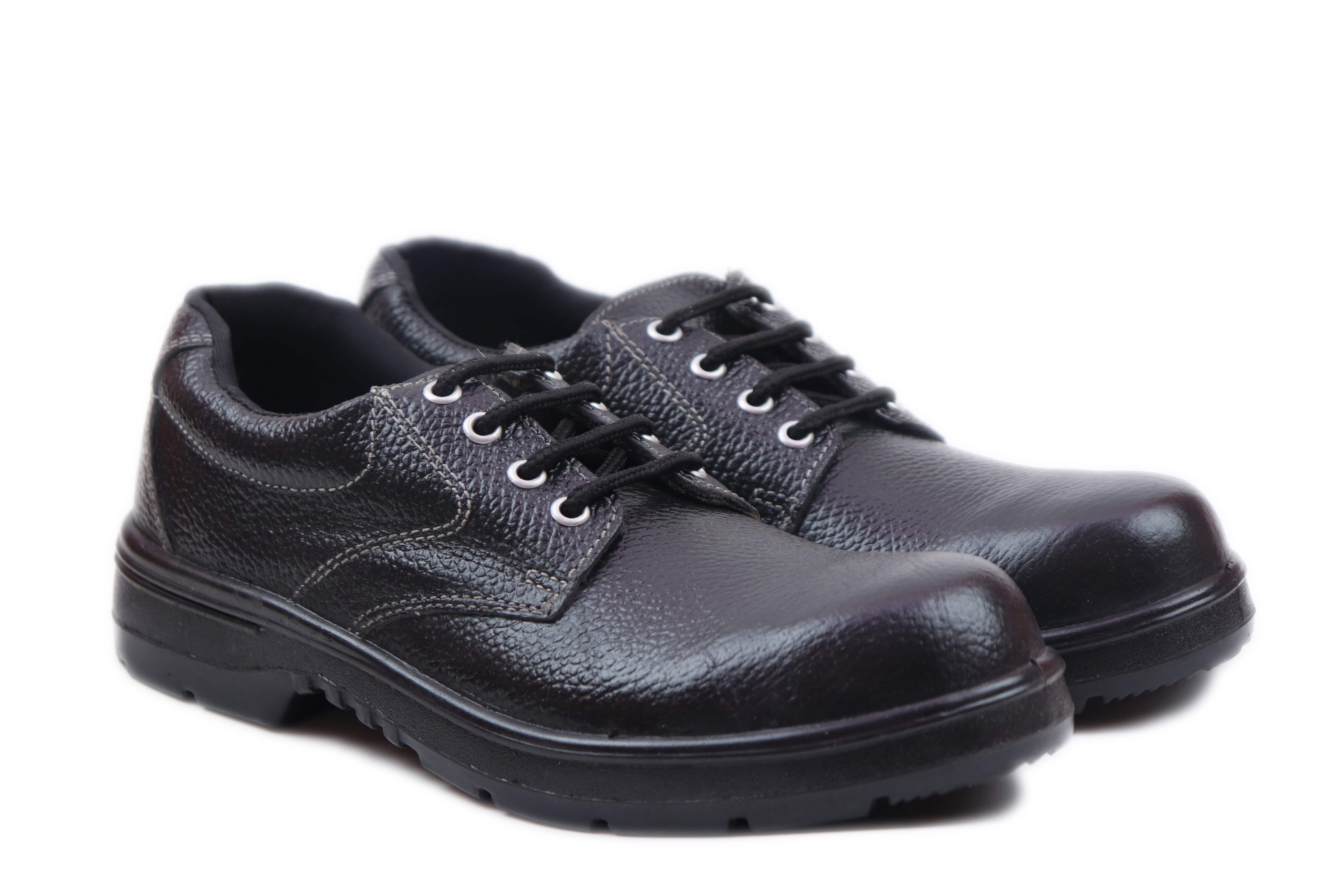 AK RED AK RED PU Real Leather Steel Toe Safety Shoes Black_2