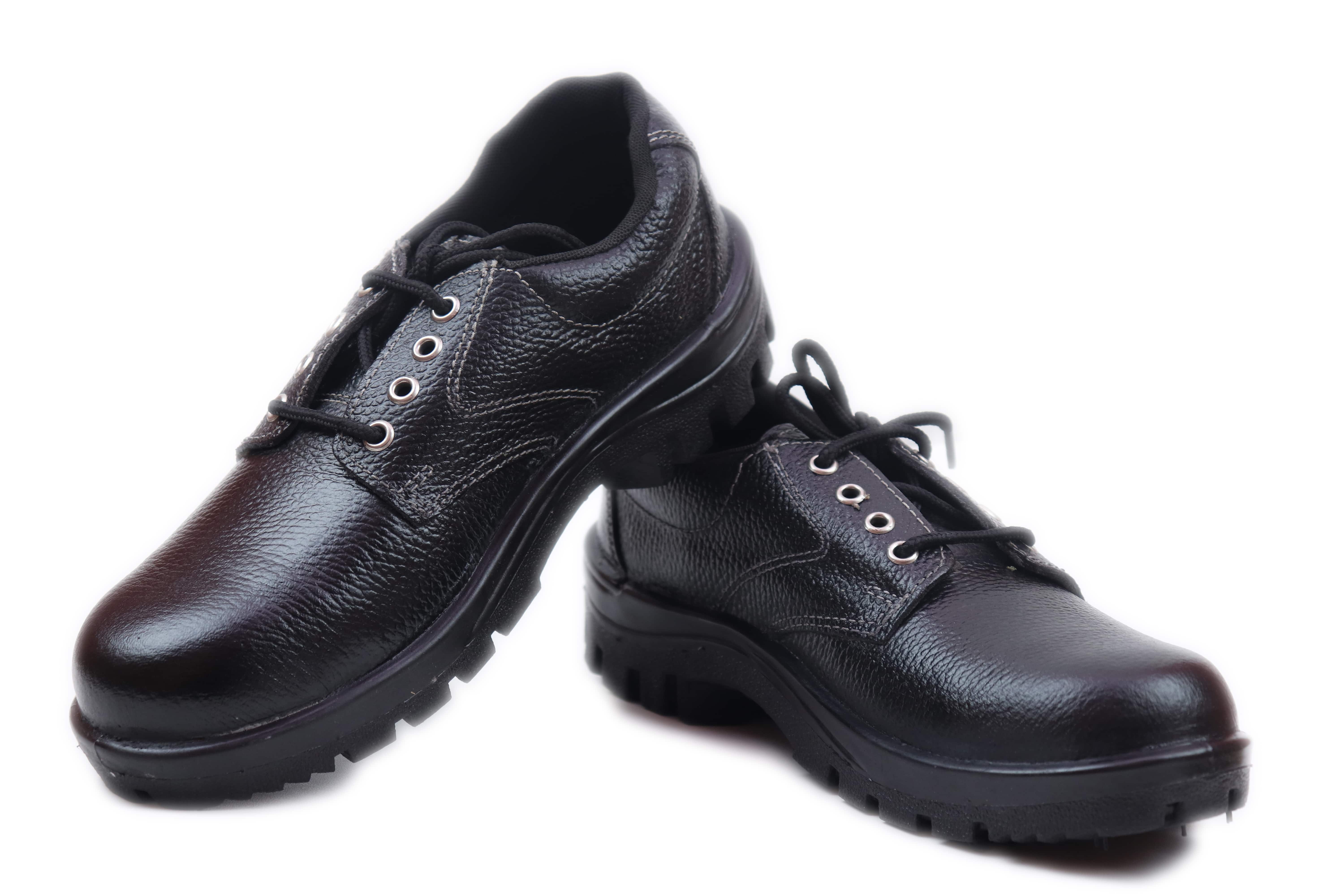 AK RED AK RED PVC Real Leather Steel Toe Safety Shoes Black_3