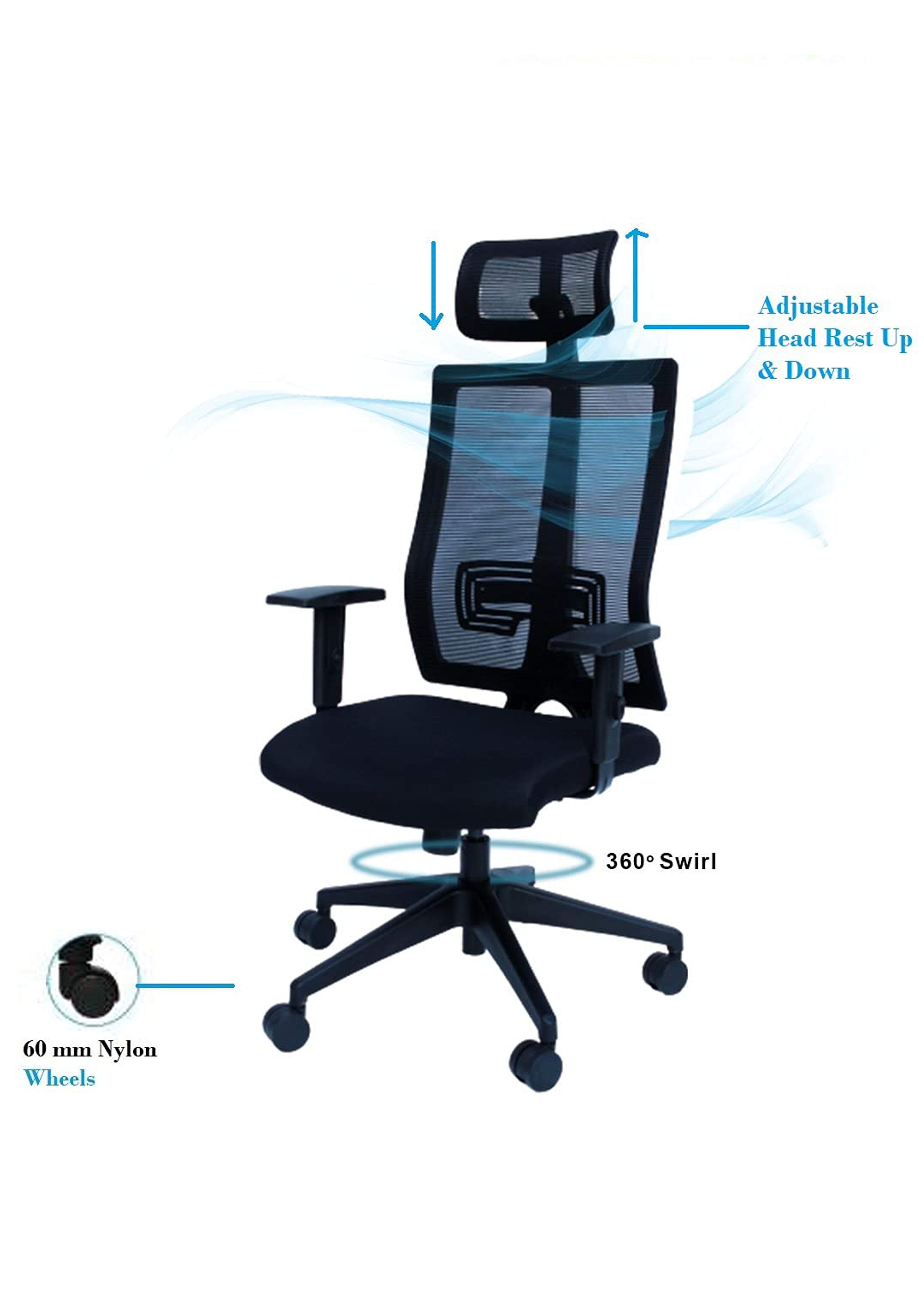 NGFC Revolving Chair Black 500 x 500 x 1200 mm Nylon Office Chairs_4