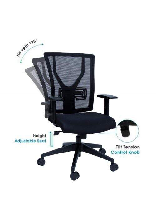 NGFC Revolving Black 500 x 500 x 1020 mm Nylon Office Chairs_3
