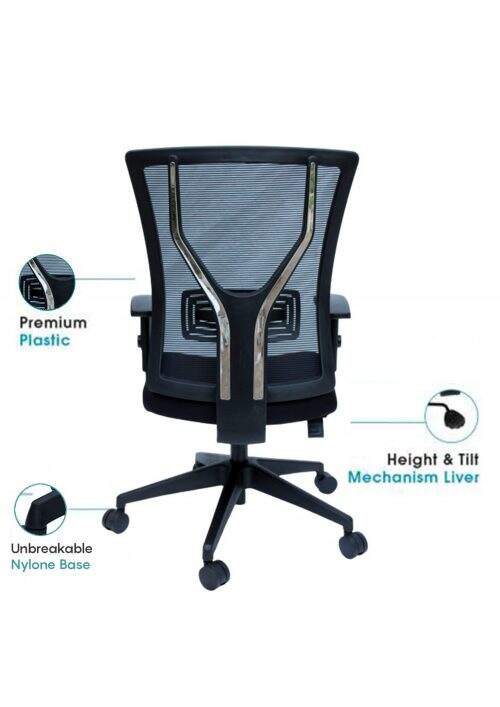 NGFC Revolving Black 500 x 500 x 1020 mm Nylon Office Chairs_1