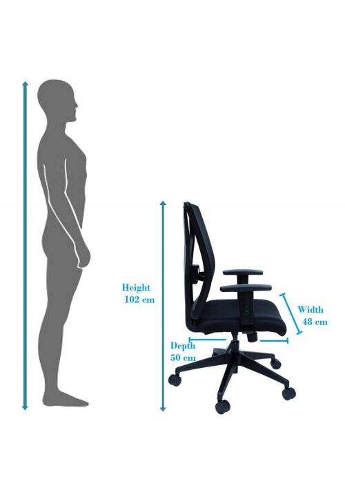 NGFC Revolving Black 500 x 500 x 1020 mm Nylon Office Chairs_2