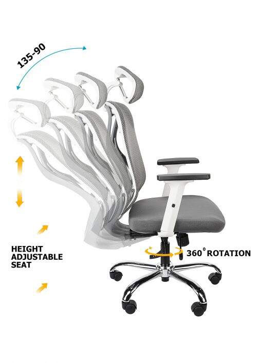 NGFC Revolving White 500 x 500 x 1200 mm Nylon Office Chairs_3