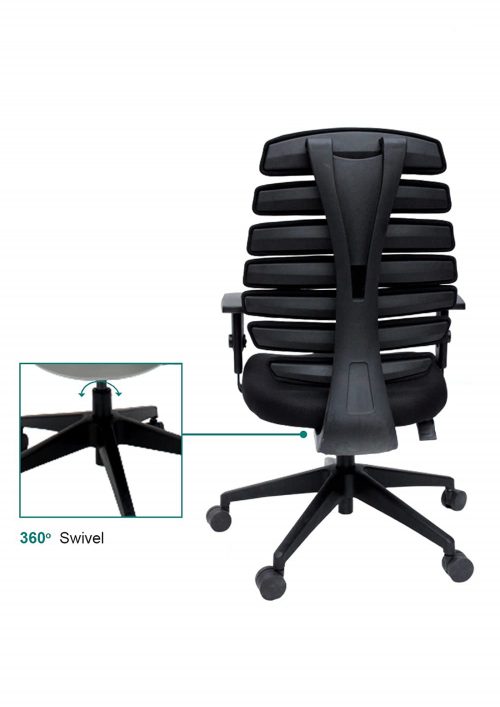 NGFC Revolving Black 500 x 500 x 1070 mm Nylon Office Chairs_3