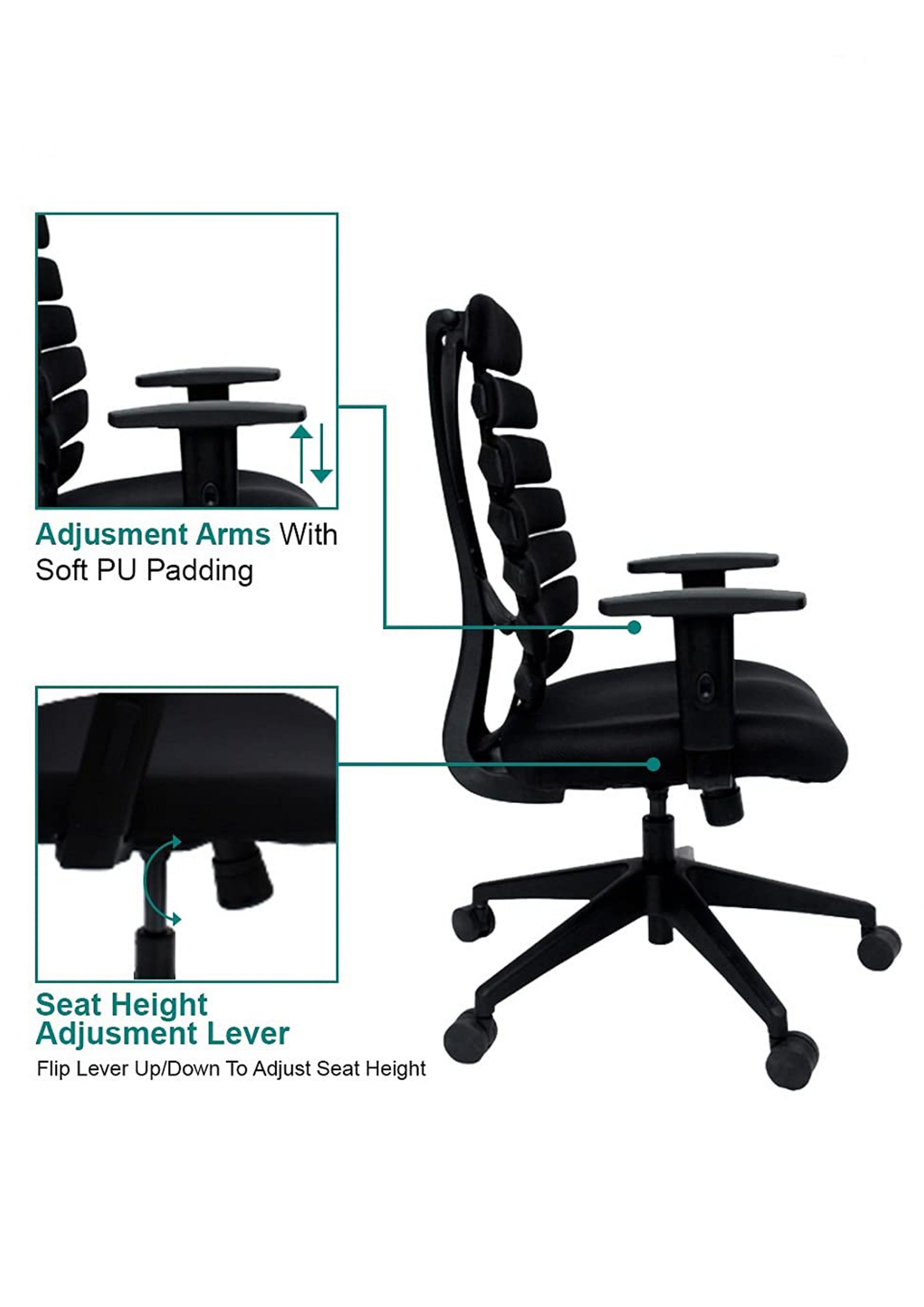 NGFC Revolving Black 500 x 500 x 1070 mm Nylon Office Chairs_1