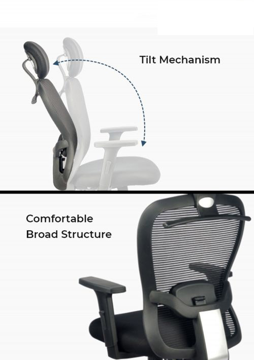 NGFC Revolving Black 500 x 530 x 2300 mm Breathable Mesh Office Chairs_4